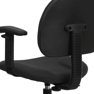 English Elm Bruce Ergonomic Drafting Chair with Adjustable Arms for Ultimate Comfort in Professional Settings Black Patterned BT-659-BLK-ARMS-GG