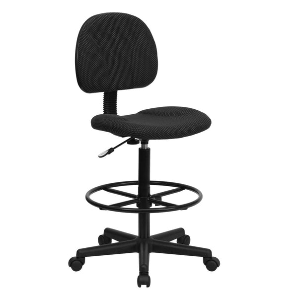 English Elm Bruce Ergonomic Drafting Chair with Adjustable Height, 360° Swivel, and Comfort Padded Arms for Professionals Black Patterned BT-659-BLK-GG