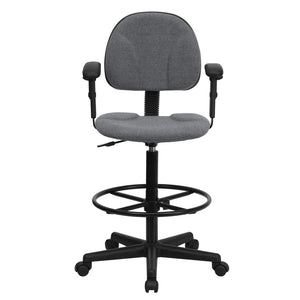 English Elm Bruce Ergonomic Drafting Chair with Adjustable Arms for Ultimate Comfort in Professional Settings Gray BT-659-GRY-ARMS-GG