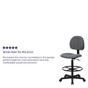 English Elm Bruce Ergonomic Drafting Chair with Adjustable Height, 360° Swivel, and Comfort Padded Arms for Professionals Gray BT-659-GRY-GG