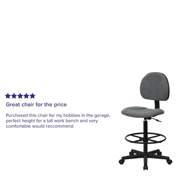 English Elm Bruce Ergonomic Drafting Chair with Adjustable Height, 360° Swivel, and Comfort Padded Arms for Professionals Gray BT-659-GRY-GG