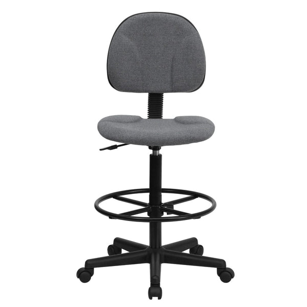 English Elm Bruce Ergonomic Drafting Chair with Adjustable Height, 360° Swivel, and Comfort Padded Arms for Professionals Gray BT-659-GRY-GG