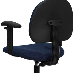English Elm Bruce Ergonomic Drafting Chair with Adjustable Arms for Ultimate Comfort in Professional Settings Navy Blue Patterned BT-659-NVY-ARMS-GG