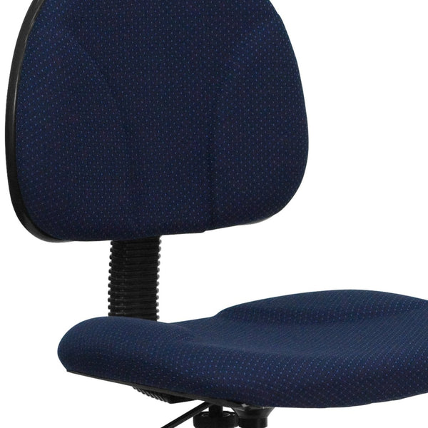 English Elm Bruce Ergonomic Drafting Chair with Adjustable Height, 360° Swivel, and Comfort Padded Arms for Professionals Navy Blue Patterned BT-659-NVY-GG