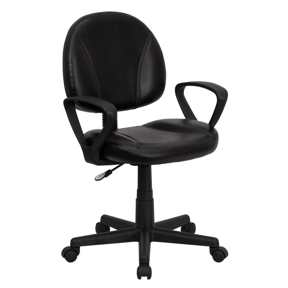 English Elm Ronald Ergonomic Mid-Back LeatherSoft Swivel Office Chair with Adjustable Back and Arms for Comfort BT-688-BK-A-GG