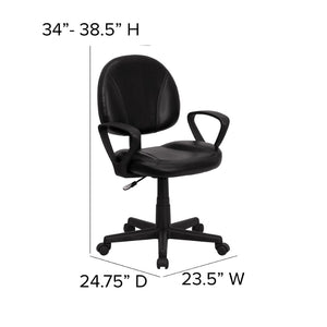 English Elm Ronald Ergonomic Mid-Back LeatherSoft Swivel Office Chair with Adjustable Back and Arms for Comfort BT-688-BK-A-GG