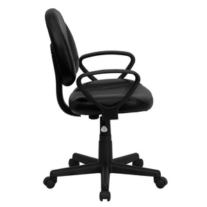 English Elm Ronald Ergonomic Mid-Back LeatherSoft Swivel Office Chair with Adjustable Back and Arms for Comfort BT-688-BK-A-GG