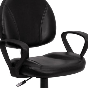 English Elm Ronald Ergonomic Mid-Back LeatherSoft Swivel Office Chair with Adjustable Back and Arms for Comfort BT-688-BK-A-GG