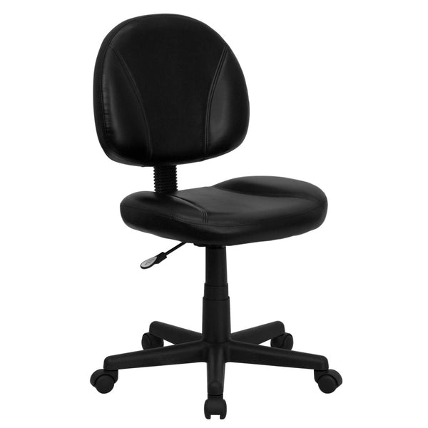 English Elm Ronald Ergonomic Mid-Back Black LeatherSoft Swivel Chair with Adjustable Depth for Ultimate Comfort BT-688-BK-GG