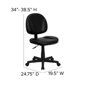 English Elm Ronald Ergonomic Mid-Back Black LeatherSoft Swivel Chair with Adjustable Depth for Ultimate Comfort BT-688-BK-GG