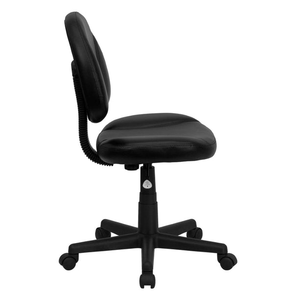 English Elm Ronald Ergonomic Mid-Back Black LeatherSoft Swivel Chair with Adjustable Depth for Ultimate Comfort BT-688-BK-GG