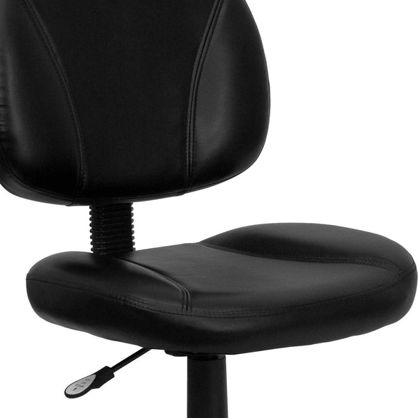 English Elm Ronald Ergonomic Mid-Back Black LeatherSoft Swivel Chair with Adjustable Depth for Ultimate Comfort BT-688-BK-GG