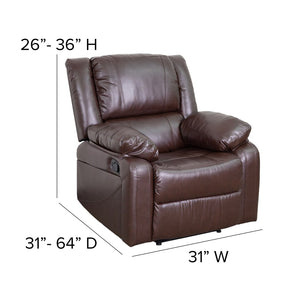English Elm Harmony Series Recliner - Effortless Comfort with Plush Support for Cozy Living Spaces and Relaxation Brown LeatherSoft BT-70597-1-BN-GG
