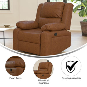 English Elm Harmony Series Recliner - Effortless Comfort with Plush Support for Cozy Living Spaces and Relaxation Cognac LeatherSoft BT-70597-1-CGN-GG