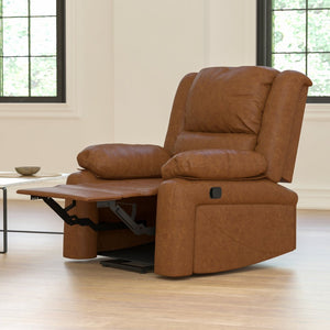 English Elm Harmony Series Recliner - Effortless Comfort with Plush Support for Cozy Living Spaces and Relaxation Cognac LeatherSoft BT-70597-1-CGN-GG