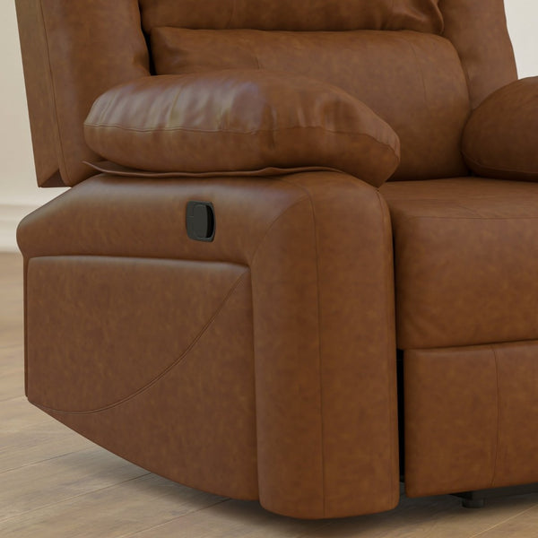 English Elm Harmony Series Recliner - Effortless Comfort with Plush Support for Cozy Living Spaces and Relaxation Cognac LeatherSoft BT-70597-1-CGN-GG