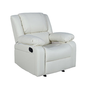English Elm Harmony Series Recliner - Effortless Comfort with Plush Support for Cozy Living Spaces and Relaxation Cream LeatherSoft BT-70597-1-CRM-GG