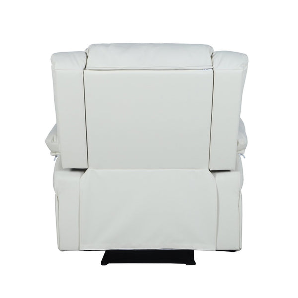 English Elm Harmony Series Recliner - Effortless Comfort with Plush Support for Cozy Living Spaces and Relaxation Cream LeatherSoft BT-70597-1-CRM-GG