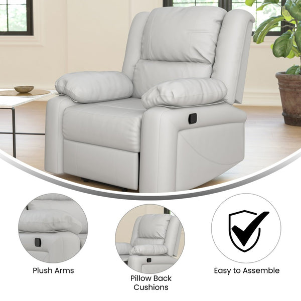 English Elm Harmony Series Recliner - Effortless Comfort with Plush Support for Cozy Living Spaces and Relaxation Cream LeatherSoft BT-70597-1-CRM-GG