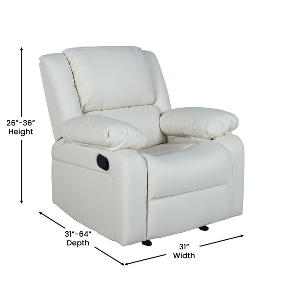 English Elm Harmony Series Recliner - Effortless Comfort with Plush Support for Cozy Living Spaces and Relaxation Cream LeatherSoft BT-70597-1-CRM-GG