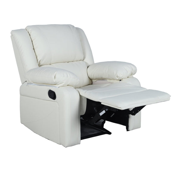 English Elm Harmony Series Recliner - Effortless Comfort with Plush Support for Cozy Living Spaces and Relaxation Cream LeatherSoft BT-70597-1-CRM-GG