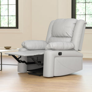 English Elm Harmony Series Recliner - Effortless Comfort with Plush Support for Cozy Living Spaces and Relaxation Cream LeatherSoft BT-70597-1-CRM-GG