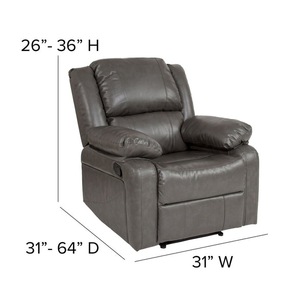 English Elm Harmony Series Recliner - Effortless Comfort with Plush Support for Cozy Living Spaces and Relaxation Gray LeatherSoft BT-70597-1-GY-GG