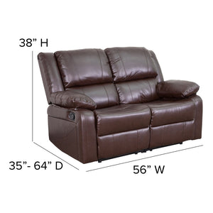 English Elm Harmony Series Reclining Loveseat with Plush Pillow-Back Cushions for Ultimate Comfort & Style Brown LeatherSoft BT-70597-LS-BN-GG