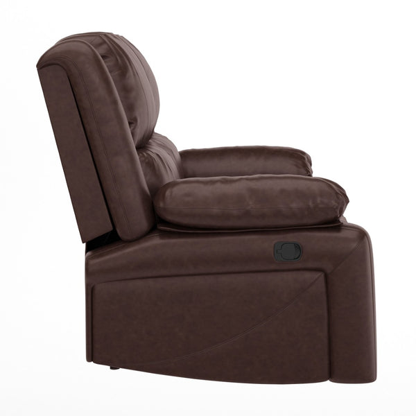 English Elm Harmony Series Reclining Loveseat with Plush Pillow-Back Cushions for Ultimate Comfort & Style Brown LeatherSoft BT-70597-LS-BN-GG