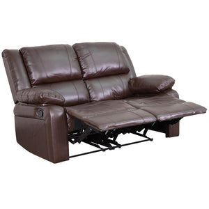 English Elm Harmony Series Reclining Loveseat with Plush Pillow-Back Cushions for Ultimate Comfort & Style Brown LeatherSoft BT-70597-LS-BN-GG