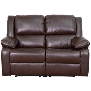 English Elm Harmony Series Reclining Loveseat with Plush Pillow-Back Cushions for Ultimate Comfort & Style Brown LeatherSoft BT-70597-LS-BN-GG
