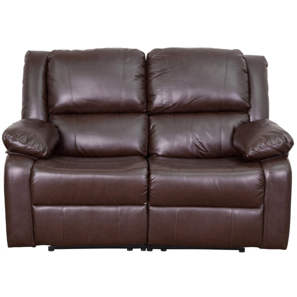 English Elm Harmony Series Reclining Loveseat with Plush Pillow-Back Cushions for Ultimate Comfort & Style Brown LeatherSoft BT-70597-LS-BN-GG