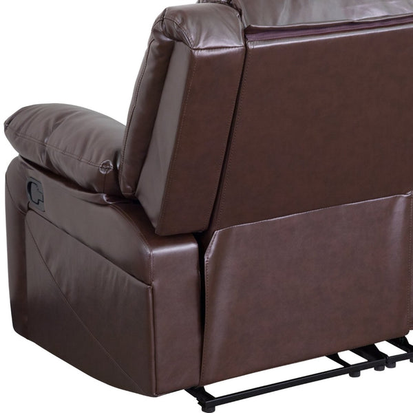 English Elm Harmony Series Reclining Loveseat with Plush Pillow-Back Cushions for Ultimate Comfort & Style Brown LeatherSoft BT-70597-LS-BN-GG