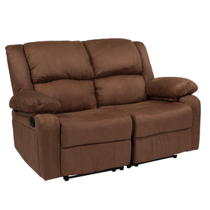 English Elm Harmony Series Reclining Loveseat with Plush Pillow-Back Cushions for Ultimate Comfort & Style Chocolate Brown Microfiber BT-70597-LS-BN-MIC-GG