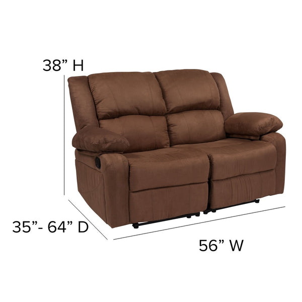 English Elm Harmony Series Reclining Loveseat with Plush Pillow-Back Cushions for Ultimate Comfort & Style Chocolate Brown Microfiber BT-70597-LS-BN-MIC-GG