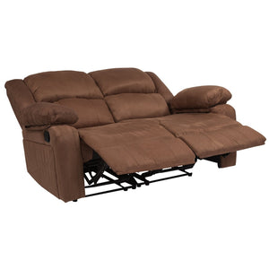 English Elm Harmony Series Reclining Loveseat with Plush Pillow-Back Cushions for Ultimate Comfort & Style Chocolate Brown Microfiber BT-70597-LS-BN-MIC-GG
