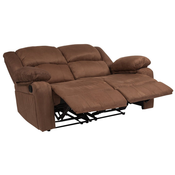 English Elm Harmony Series Reclining Loveseat with Plush Pillow-Back Cushions for Ultimate Comfort & Style Chocolate Brown Microfiber BT-70597-LS-BN-MIC-GG