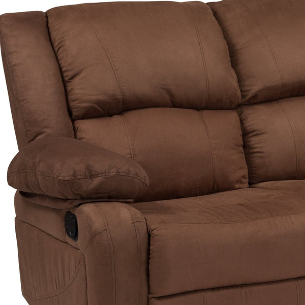 English Elm Harmony Series Reclining Loveseat with Plush Pillow-Back Cushions for Ultimate Comfort & Style Chocolate Brown Microfiber BT-70597-LS-BN-MIC-GG