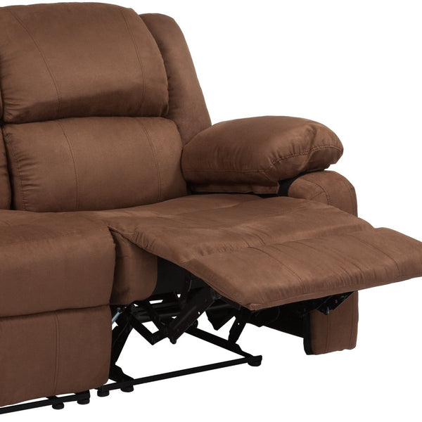 English Elm Harmony Series Reclining Loveseat with Plush Pillow-Back Cushions for Ultimate Comfort & Style Chocolate Brown Microfiber BT-70597-LS-BN-MIC-GG