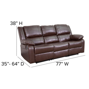 English Elm Harmony Series Comfort Reclining Sofa with Plush Cushions, Built-In Recliners & Durable Upholstery Brown LeatherSoft BT-70597-SOF-BN-GG