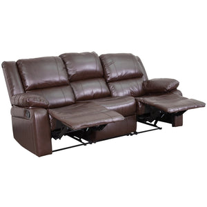 English Elm Harmony Series Comfort Reclining Sofa with Plush Cushions, Built-In Recliners & Durable Upholstery Brown LeatherSoft BT-70597-SOF-BN-GG