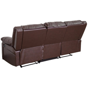 English Elm Harmony Series Comfort Reclining Sofa with Plush Cushions, Built-In Recliners & Durable Upholstery Brown LeatherSoft BT-70597-SOF-BN-GG