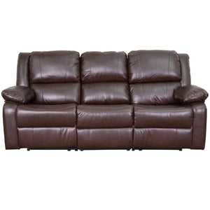 English Elm Harmony Series Comfort Reclining Sofa with Plush Cushions, Built-In Recliners & Durable Upholstery Brown LeatherSoft BT-70597-SOF-BN-GG
