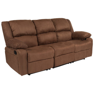 English Elm Harmony Series Comfort Reclining Sofa with Plush Cushions, Built-In Recliners & Durable Upholstery Chocolate Brown Microfiber BT-70597-SOF-BN-MIC-GG