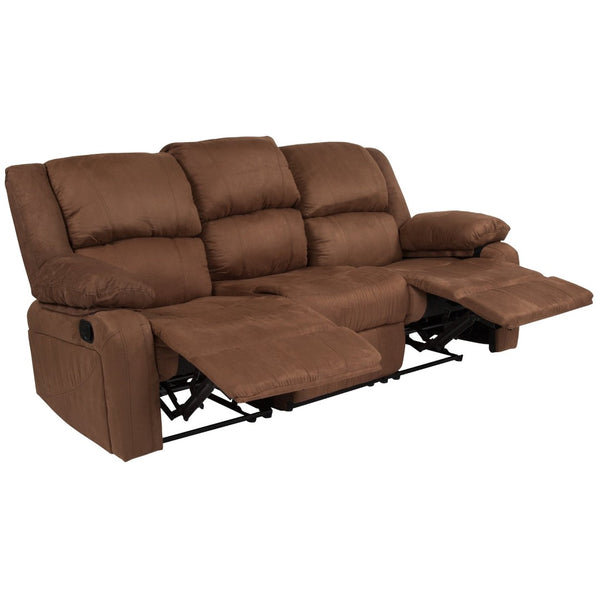 English Elm Harmony Series Comfort Reclining Sofa with Plush Cushions, Built-In Recliners & Durable Upholstery Chocolate Brown Microfiber BT-70597-SOF-BN-MIC-GG