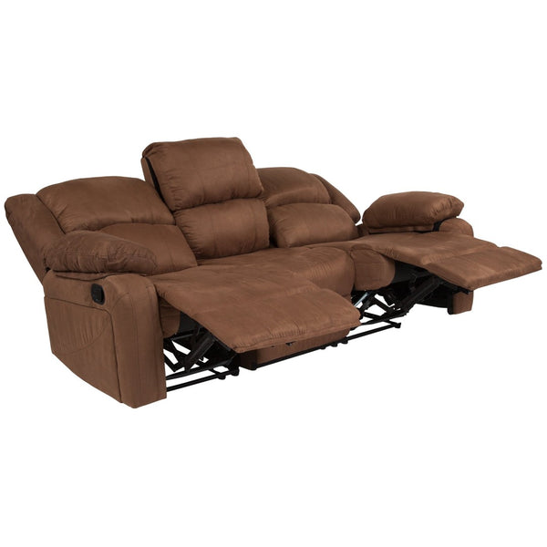 English Elm Harmony Series Comfort Reclining Sofa with Plush Cushions, Built-In Recliners & Durable Upholstery Chocolate Brown Microfiber BT-70597-SOF-BN-MIC-GG