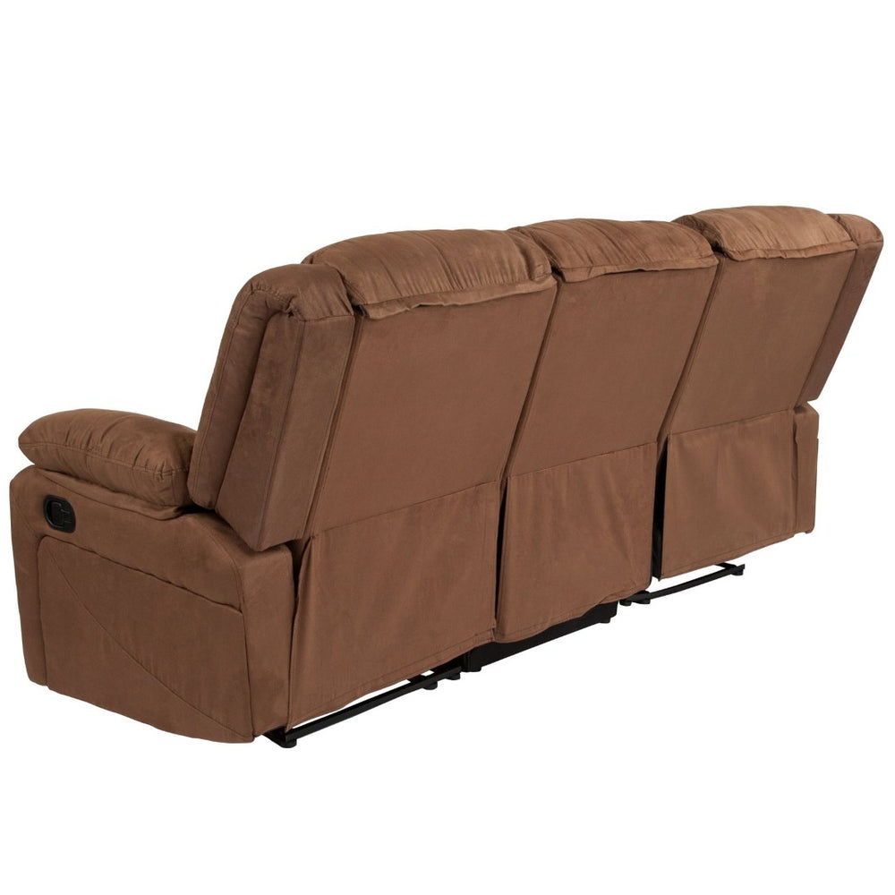 English Elm Harmony Series Comfort Reclining Sofa with Plush Cushions, Built-In Recliners & Durable Upholstery Chocolate Brown Microfiber BT-70597-SOF-BN-MIC-GG