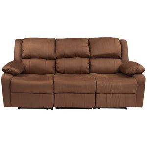 English Elm Harmony Series Comfort Reclining Sofa with Plush Cushions, Built-In Recliners & Durable Upholstery Chocolate Brown Microfiber BT-70597-SOF-BN-MIC-GG
