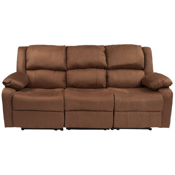 English Elm Harmony Series Comfort Reclining Sofa with Plush Cushions, Built-In Recliners & Durable Upholstery Chocolate Brown Microfiber BT-70597-SOF-BN-MIC-GG