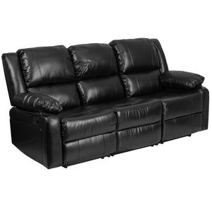 English Elm Harmony Series Comfort Reclining Sofa with Plush Cushions, Built-In Recliners & Durable Upholstery Black LeatherSoft BT-70597-SOF-GG